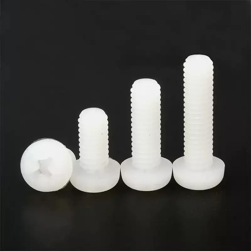 M5 M6 M8 أسود/أبيض النايلون البلاستيك فيليبس عموم رئيس مسامير معزول فيليبس عموم رئيس الصليب مسامير مستديرة البراغي