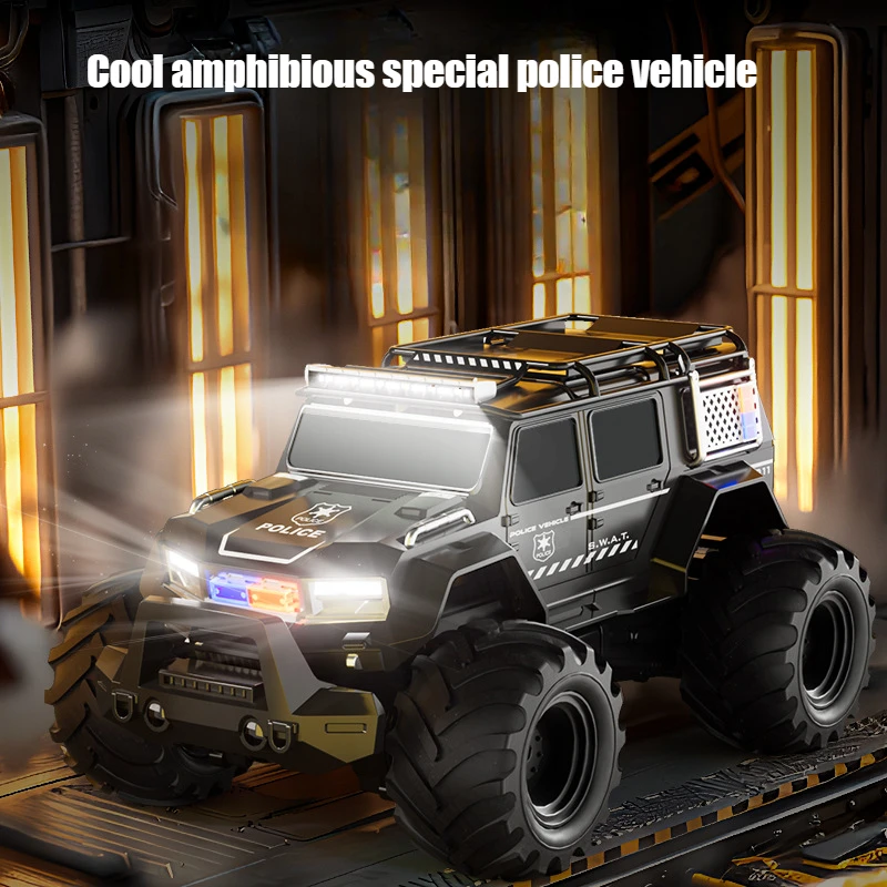 

Remote Control Car Amphibious Police Car Climbing Off-road Vehicle Beach Toy Big Foot Amphibious Vehicle Children's Toys Drift
