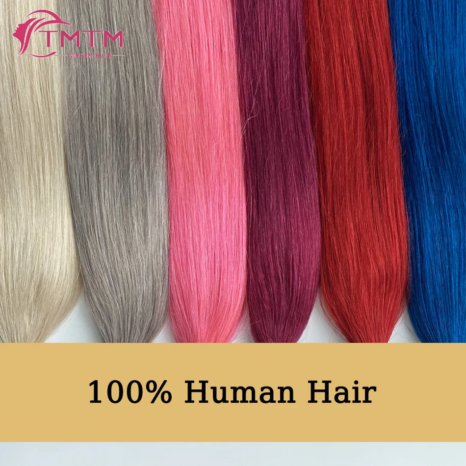 TMTM I Tip Human Hair Extension Kit Rainbow Colored Microlink Capsule Keratin Natural Fusion Human Hair 0.8G/pc 20/50/100Strands