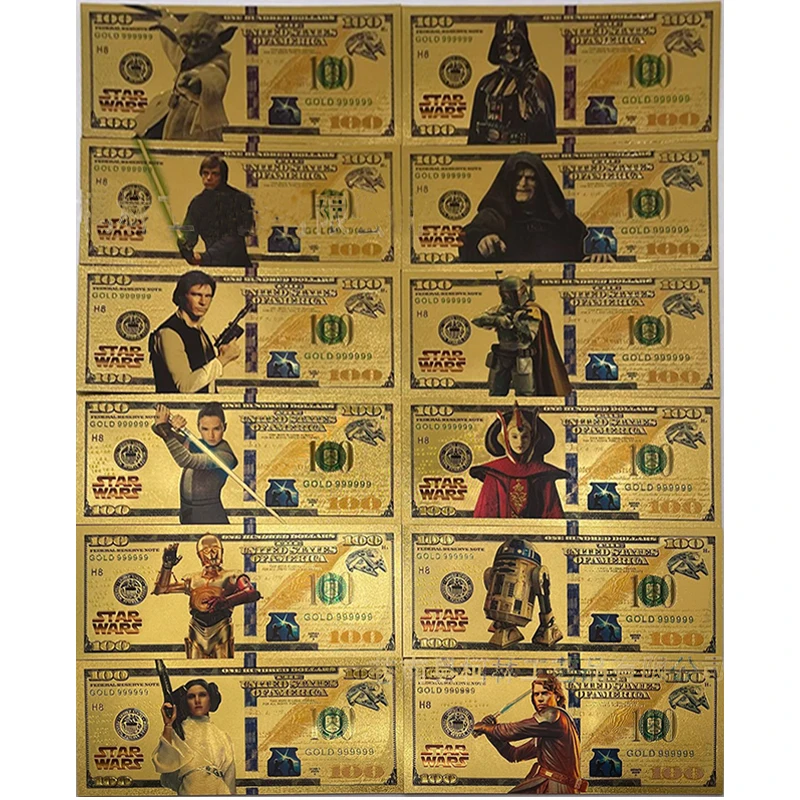 Star Wars Mandalorian Manga Figures Yoda Gold Commemorative Banknote Collection Movie Peripherals Best Gifts