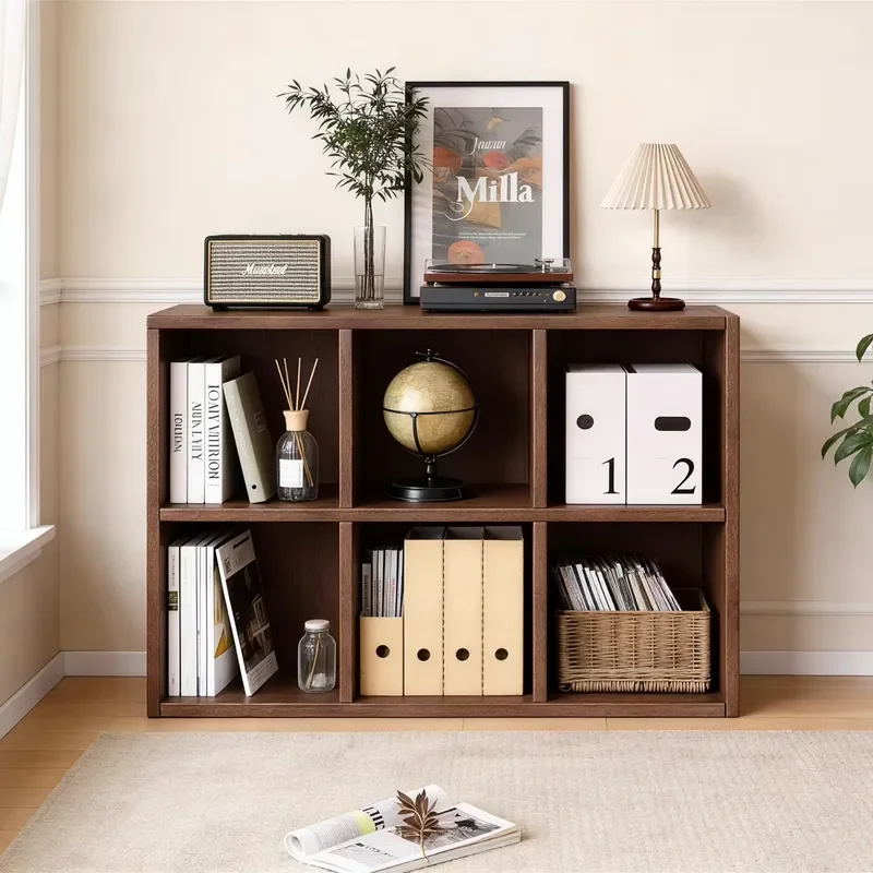 6 Tier Wooden Bookshelf Storage Display Cabinet for Living Room Classroom Toy Organizer Rack with Ample Space for Books and