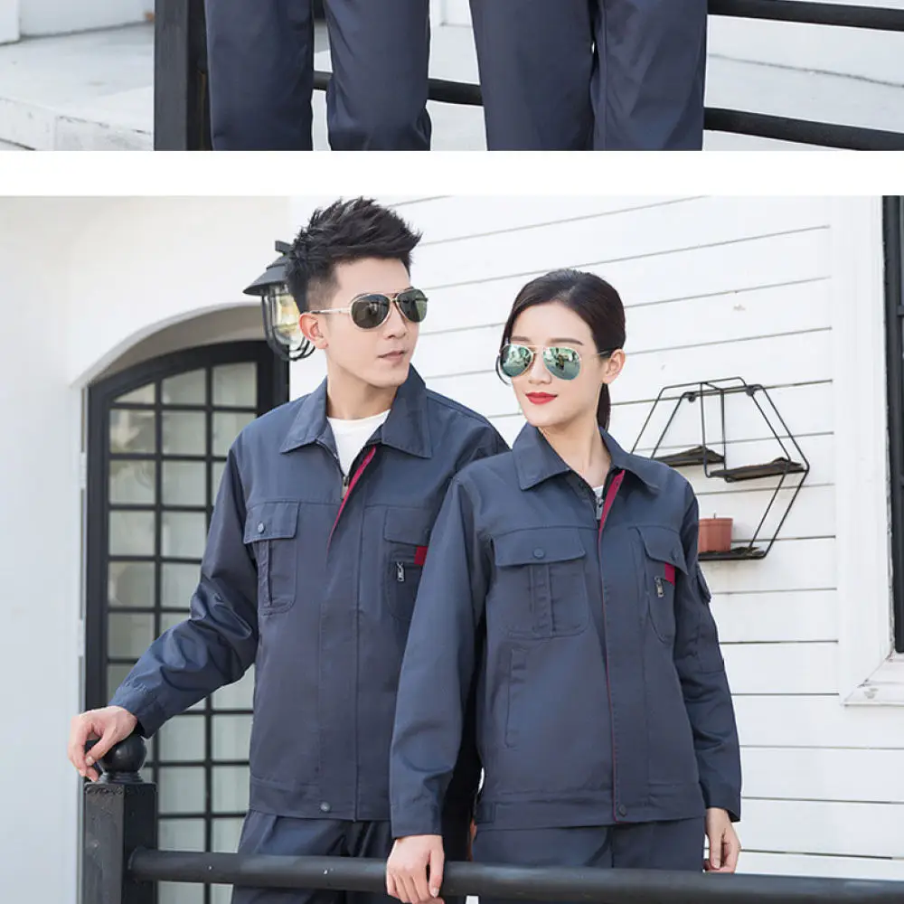 Heavy Duty Work Uniform Set Anti Stain Breathable Clothing For Factory Mechanic Automotive Maintenance Construction