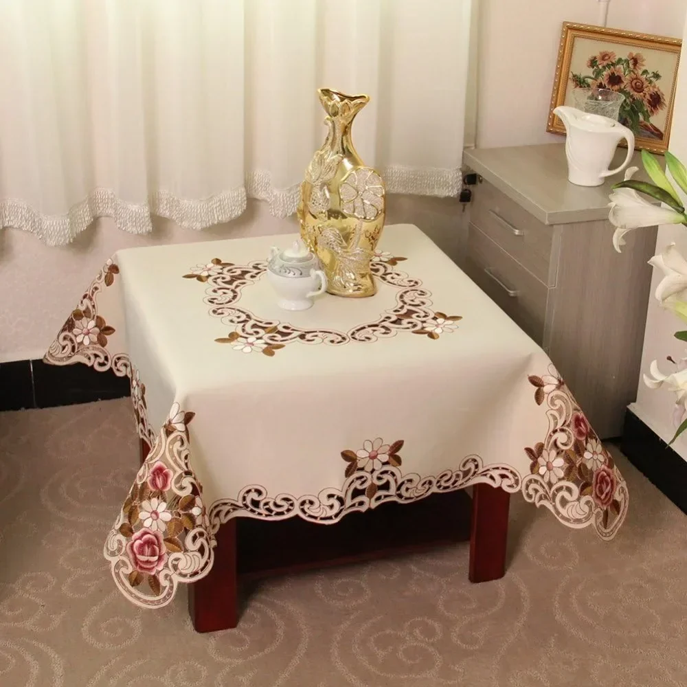 2025 European Pastoral Embroidered Square Tablecloth,Coffee Table Cloth for Home Garden Wedding Party Decoration,60x120cm News