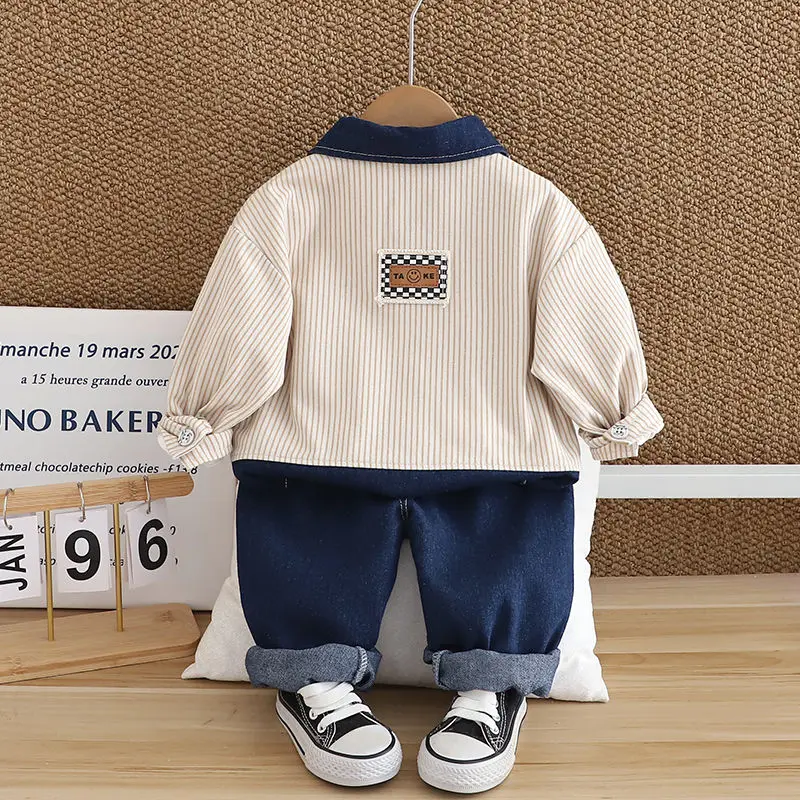 Hot Children Fashion Suit Spring Kids Boy Girl Denim Coat T-shirt Pants 3Pcs/Set Toddler Clothing Infant Sportswear 0-5 Years