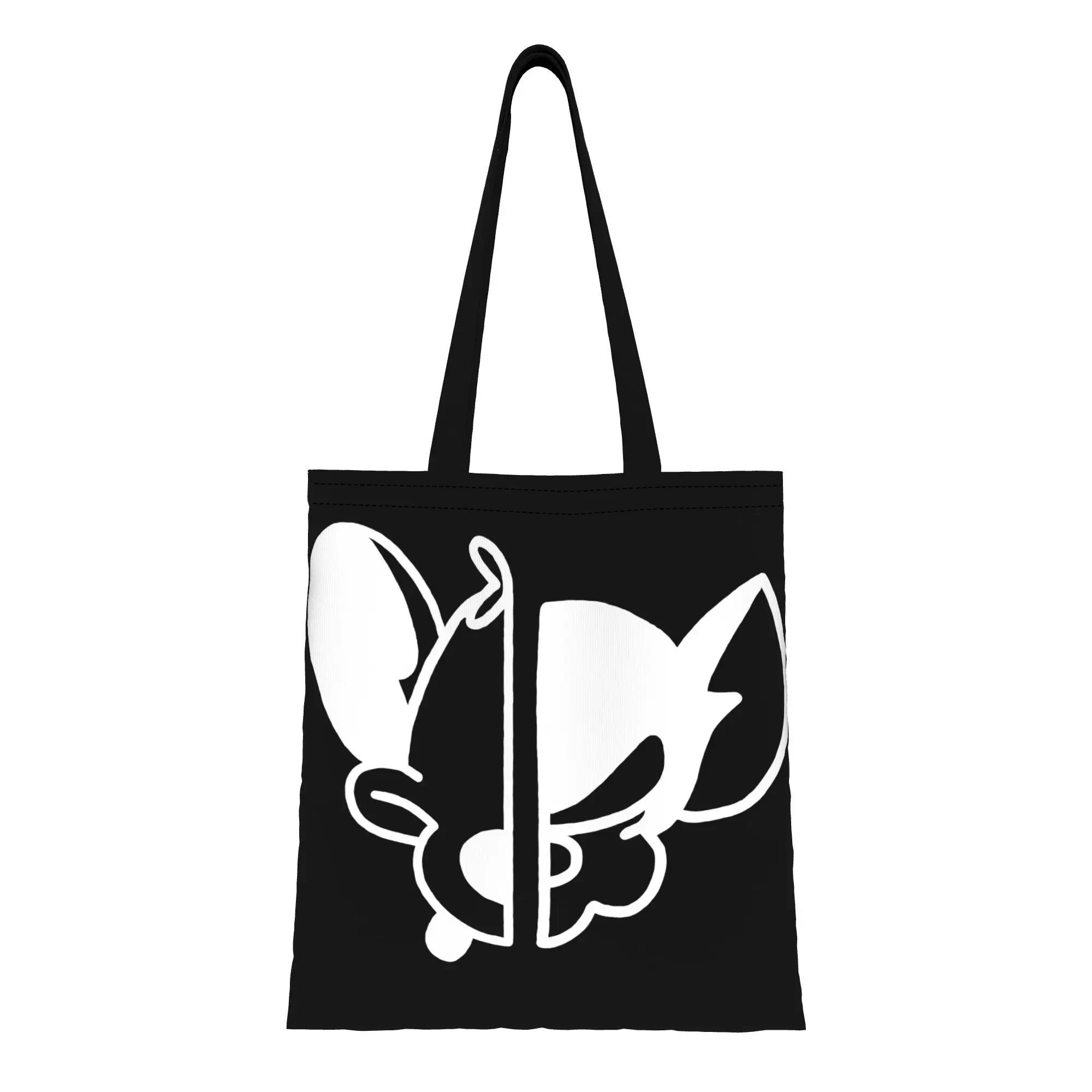 

Холщовая сумка-тоут без застежек, 1 шт., с рисунком Pinky And The Brain, прочная, можно стирать вручную.