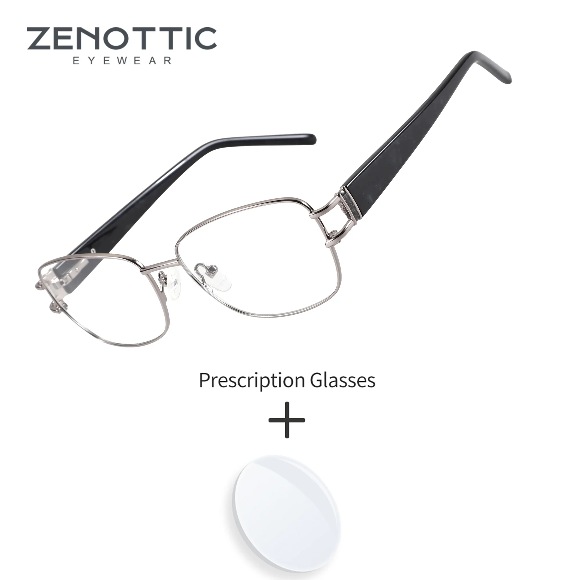 ZENOTTIC S Size For Women Prescription Glasses Multifocal Progressive Anti-Blue Ray Retro Square Metal Eyewear