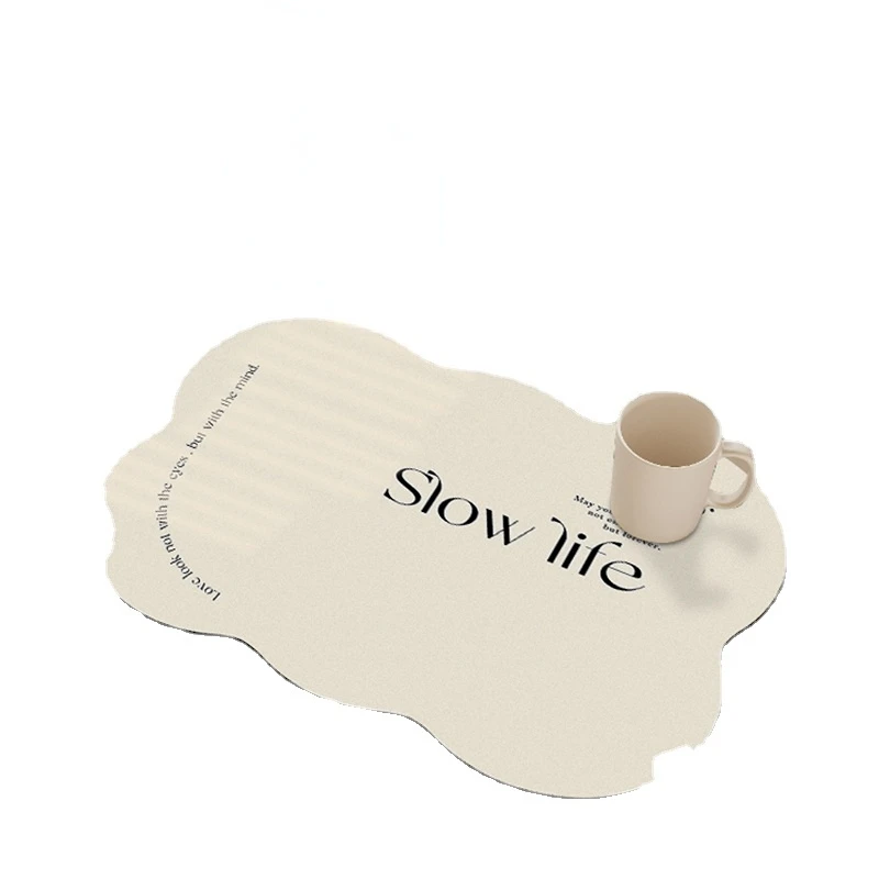 

Cream Style Kitchen Countertop Water Draining Pad Bowl Plate Tableware Washing Coasters Bar Water Cup Coffee Machine Absorbent