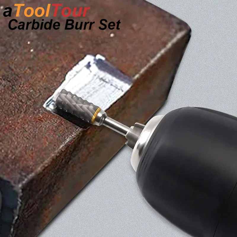 

Tungsten Carbide Burr Rotary Mill Cutter Kit Set 1/8 Shank for Wood Aluminium Metal Hard Steel Drill Metal Carve Engrave Polish