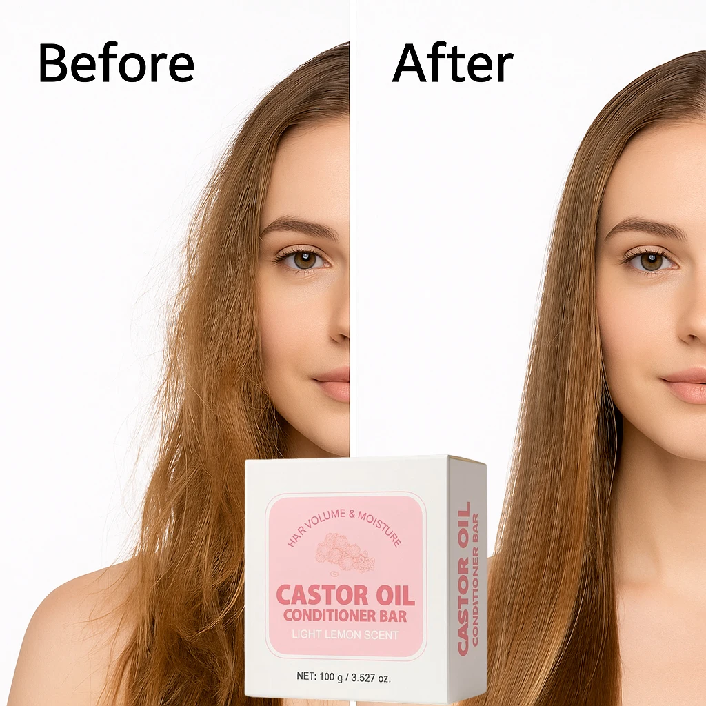 Barra acondicionadora de aceite de ricino de 100g, acondicionador profundo Natural nutritivo y calmante antifrizz para todo tipo de cabello, hidratante para el cabello