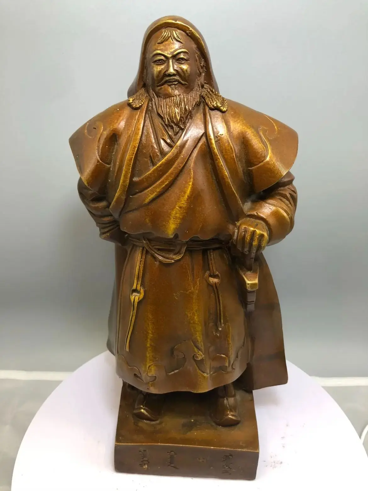 Collection Ulaanbaatar Mongolia nomadic people Khan leader national hero Genghis Khan Bronze copper sculpture statue 29cm