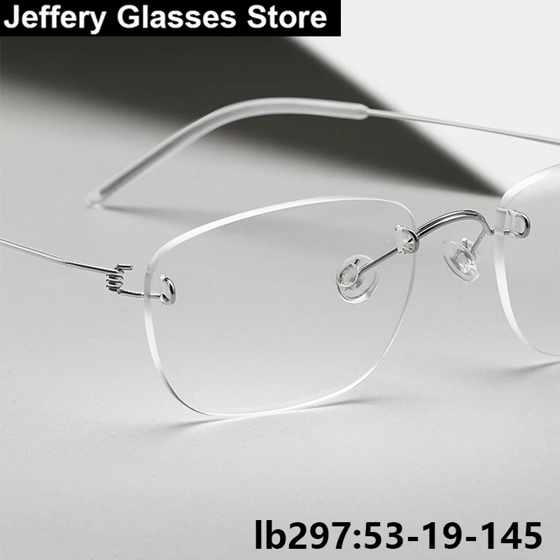 

Denmark Brand 297 Square Rimless Glasses Frames Titanium Ultralight 4g Thin Eyeglasses Gold Wire No Rim Frameless Spectacles New