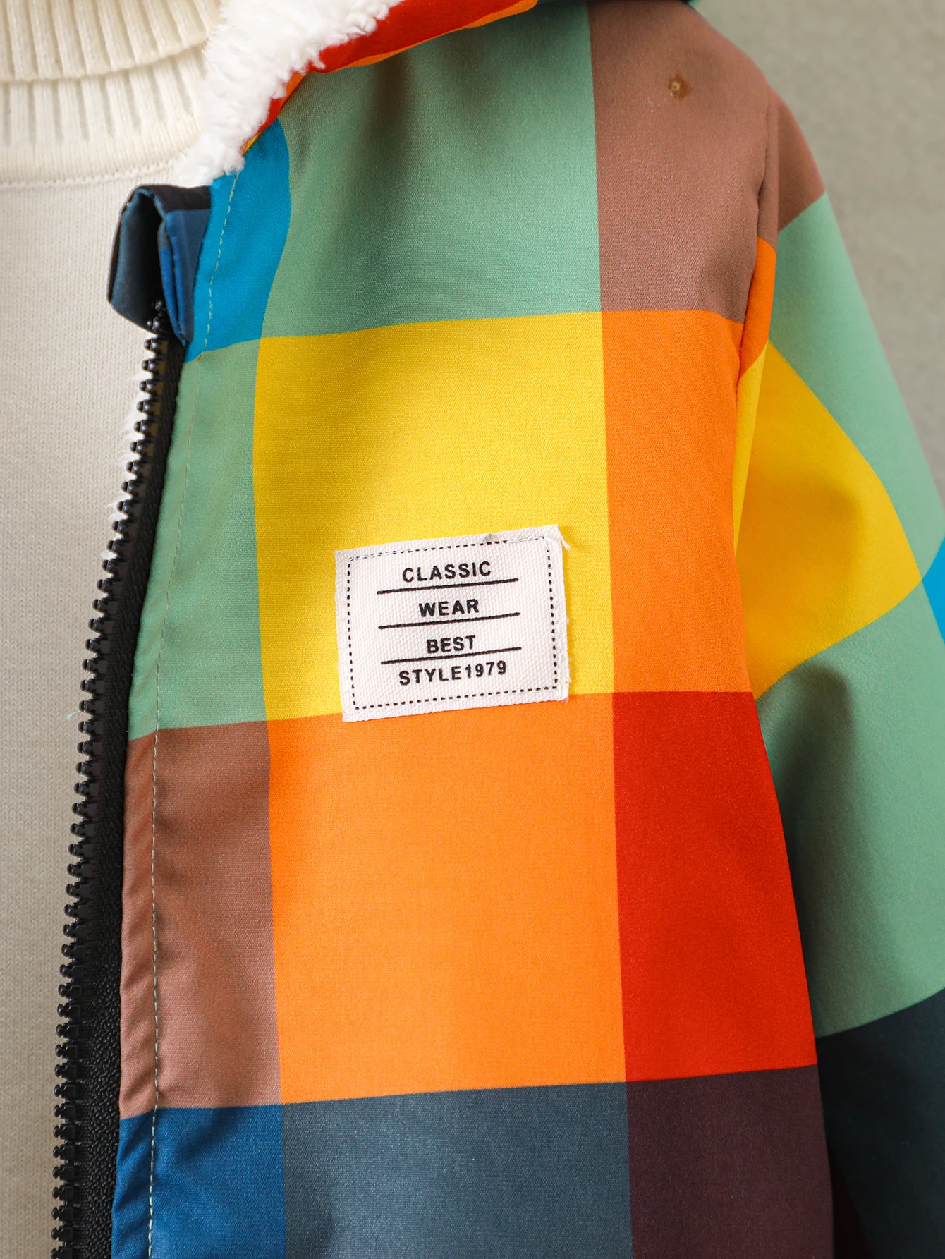 معطف كارديجان بسحاب وغطاء للرأس مطبوع رقميًا وسميك ودافئ وبطانة من القطيفة للأولاد لخريف وشتاء