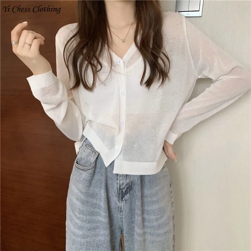 

2024 Summer New Women's Fashion Sexy Knitted Cardigan Sunscreen Cardigan Thin Coat Top Topped with Air Conditioning Shirt