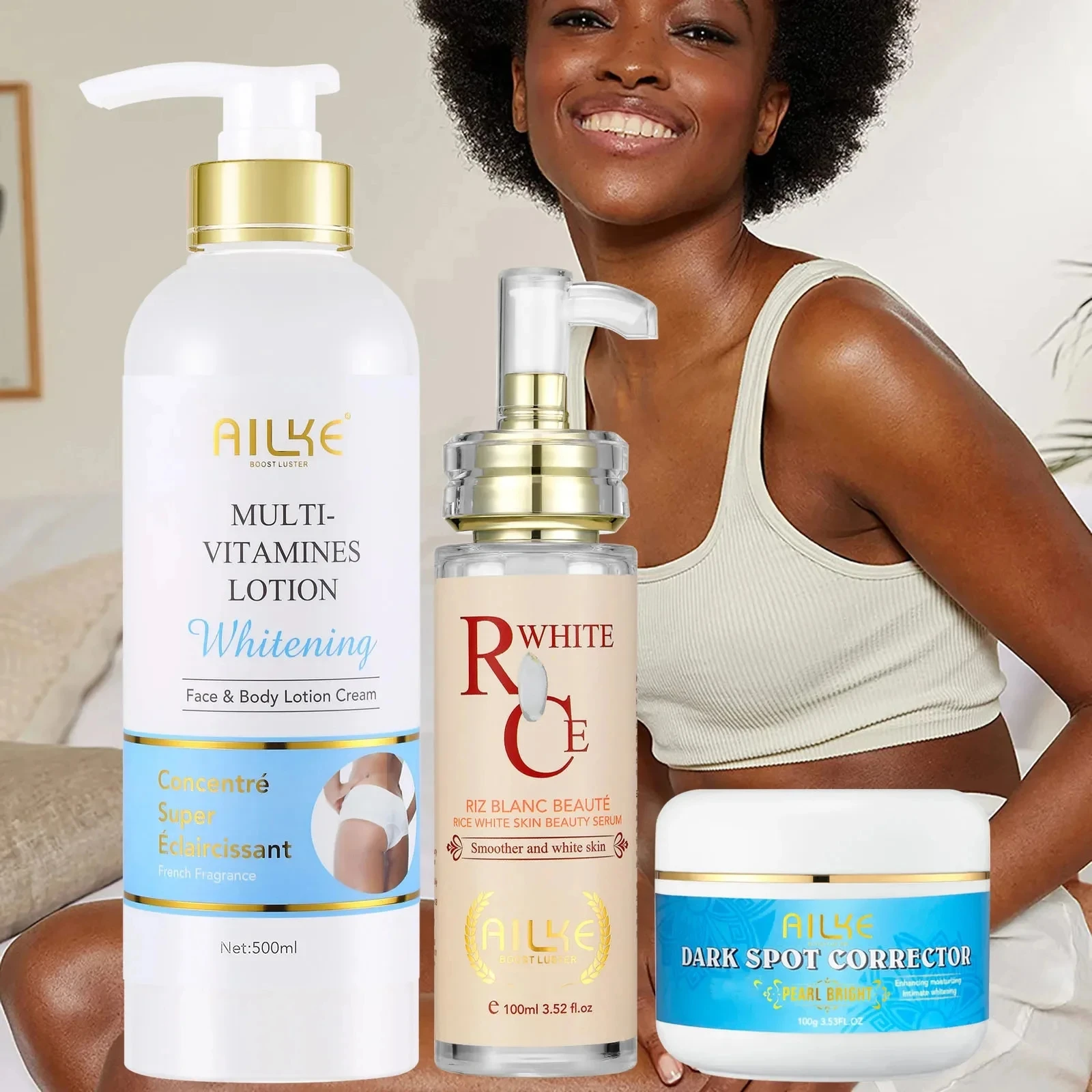 AILKE Multi Vitamin Whitening Body Lotion, With Vitamins A& E, Increase Skin Radiance, Even Skin Tone, Daily Moisturizer Cream