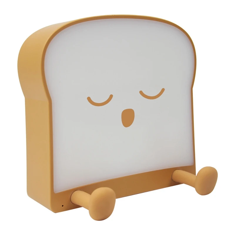 

Cute Cartoon Toast Bread Shape Night Light Mobile Phone Holder USB Rechargeable Bedside Atmosphere Silicone Lamp