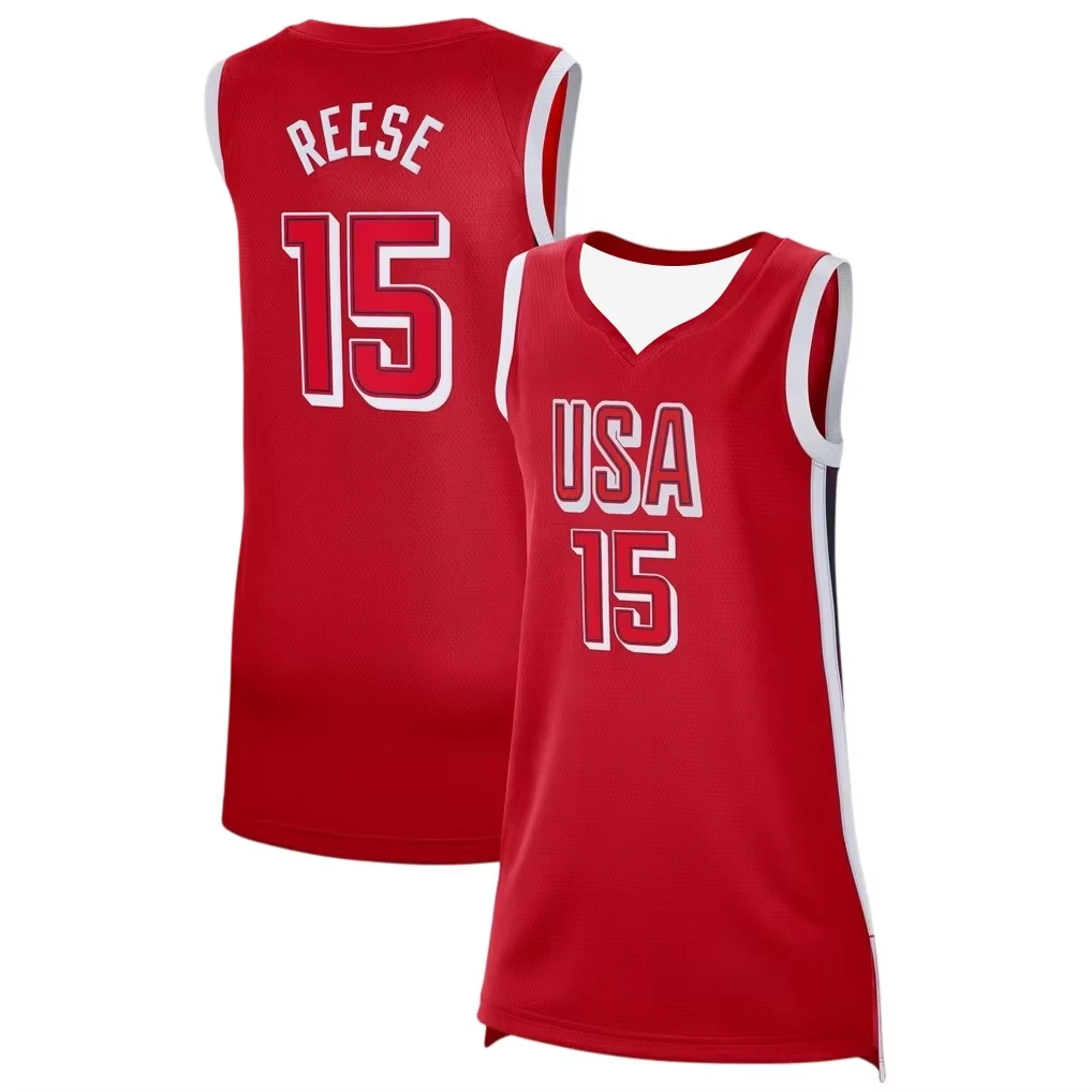 2026 America Angel Reese #15 Unisex Basketball Jersey Men Women Summer Breathable Tank Top Sports Vest Family Matching