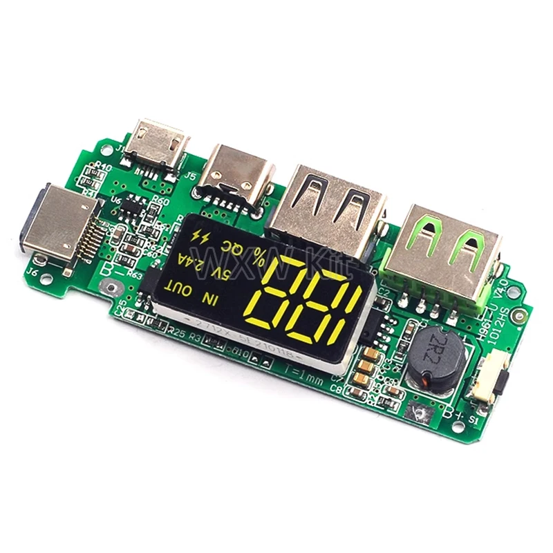 LED Dual USB 5V 2.4A Micro/Type-C USB Mobile Power Bank 18650 Charging Module Lithium Battery Charger Board Circuit Protection