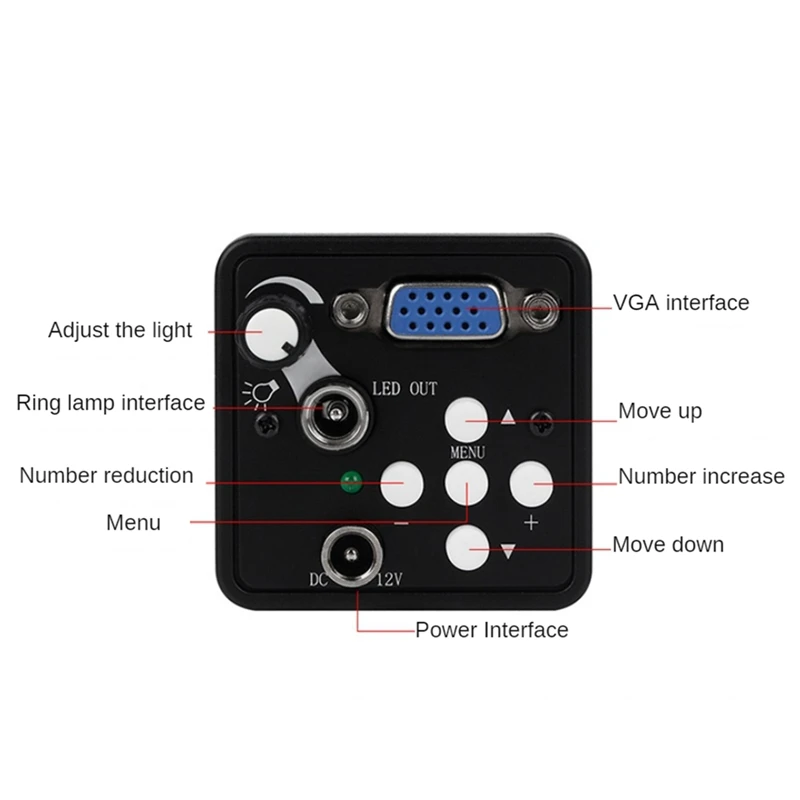 13MP 1080P VGA Industrial Video Digital Microscope Camera C Mount For Soldering Repair With LED Light Adjustable EU Plug