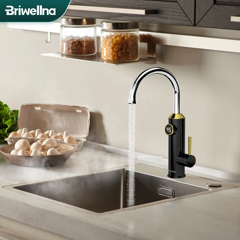 Briwellna Electric Water Heater Kitchen Faucet 2 in 1 Tankless Water HeatingWith Digital Diplay 220V Heater Tap Electric Geyser image 3