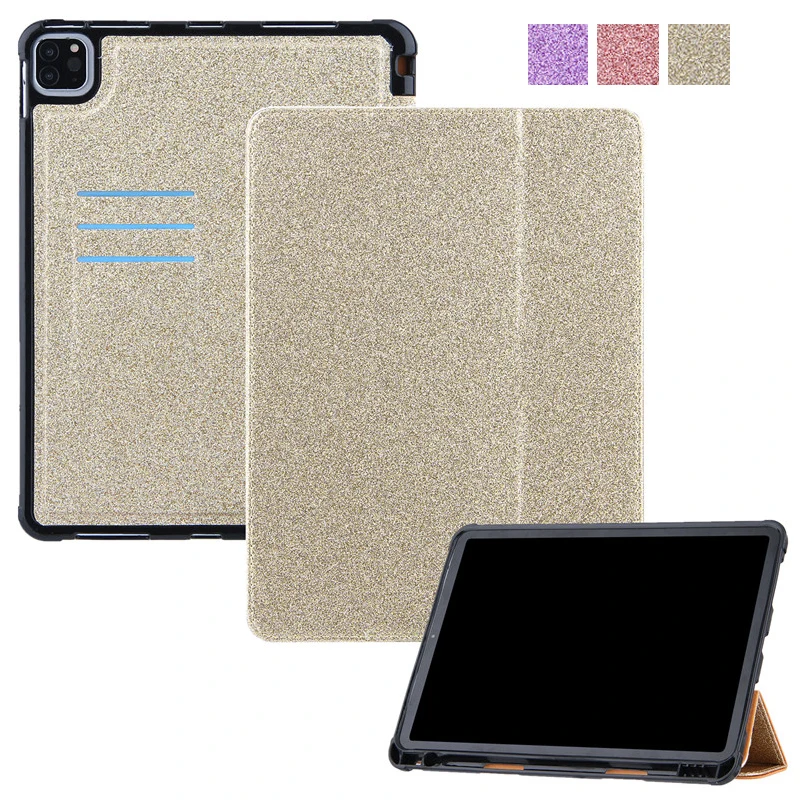 

For iPad 2021 Case 11 inch Shinning Glitter Folding Stand Tablet Cover For iPad Pro 11 Case 2021 2020 With Pencil Holder