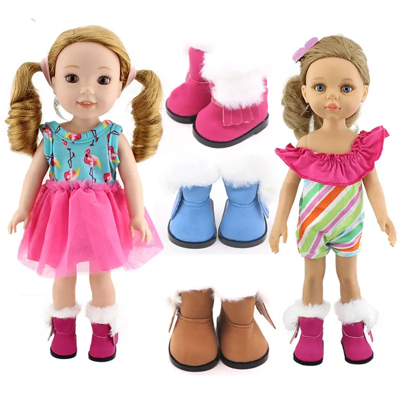 New Leather Shoes For 14inch Wellie Wisher & 32-34cm Paola Reina  Baby Doll，Doll Accessories.