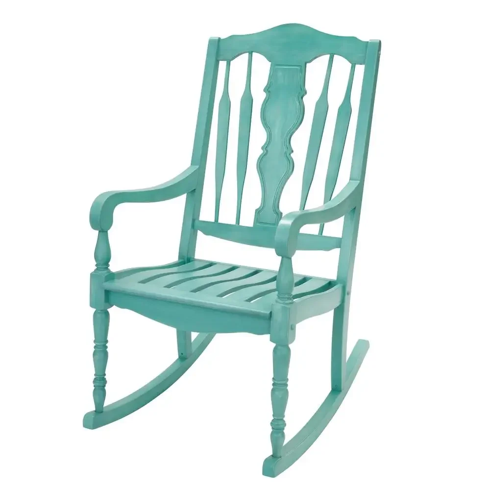 Teal Rubberwood Rocking Chair Graceful Comfort Feminine Delightful Sophisticated Oasis Relaxation Heaven