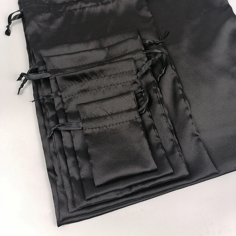 60p Black high quality smooth storage bag dust bag bundle Drawstring bag environmental protection storage bag Silk satin cloth