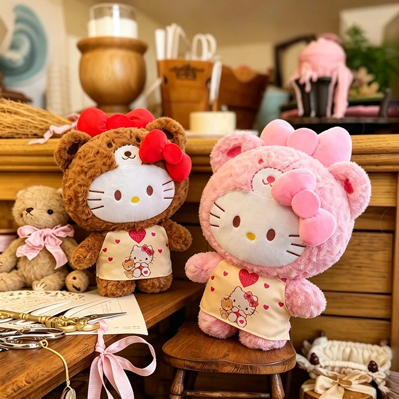 

Кукла Sanrio Hello Kitty в пижаме с виниловым лицом, 60 см, персиковая пижама с сердечками, подарок для фанатов, украшение для комнаты