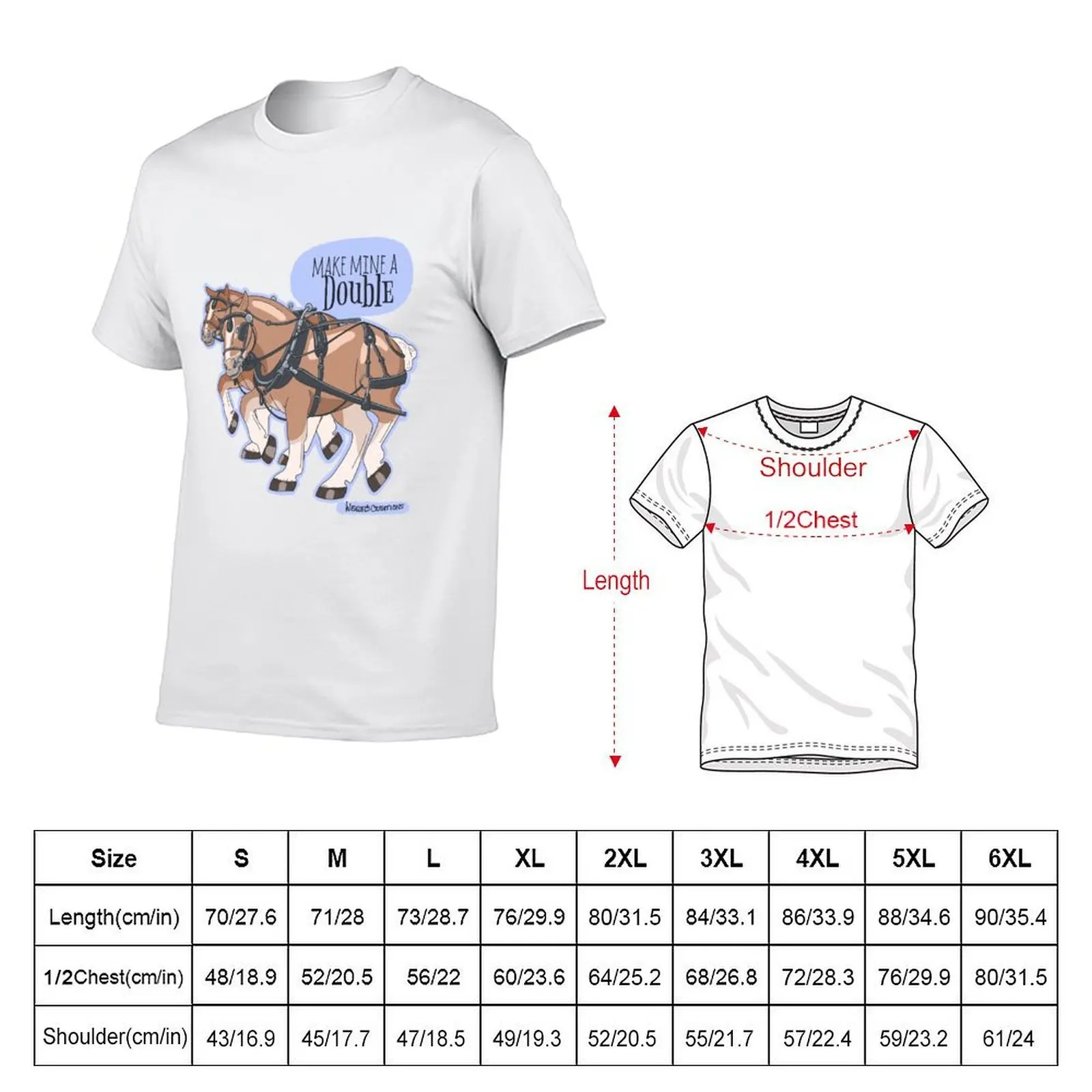 Make Mine A Double Draft Horse T-Shirt cotton t shirts man 100% man t shirt heavy cotton T-Shirt