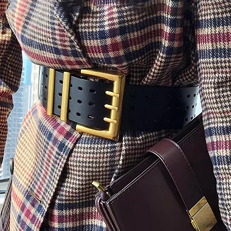High-End Luxury Brands Elegant Women's Leather Belt Female Wide Belt for Women Gothic Corset Cummerbund Punk Cowboy Y2K Belts