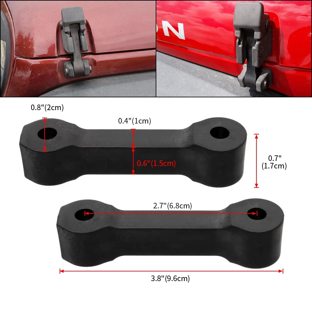 2PCS Hood Latch Upgrade Kit Anti Shake Rattle Engine Bonnet Lock Fit For Jeep Wrangler JK 2007-2017 Black Auto Parts