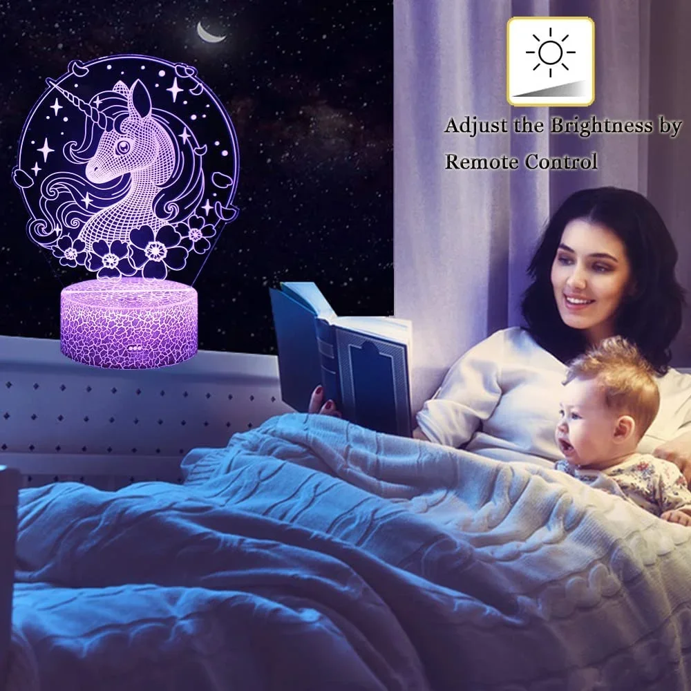 Unicorn 3D LED Illusion Lamp 7 Colors Changing Unicorn Night Light for Kids Unicorn Toys Gifts for Girls Bedroom Decoration