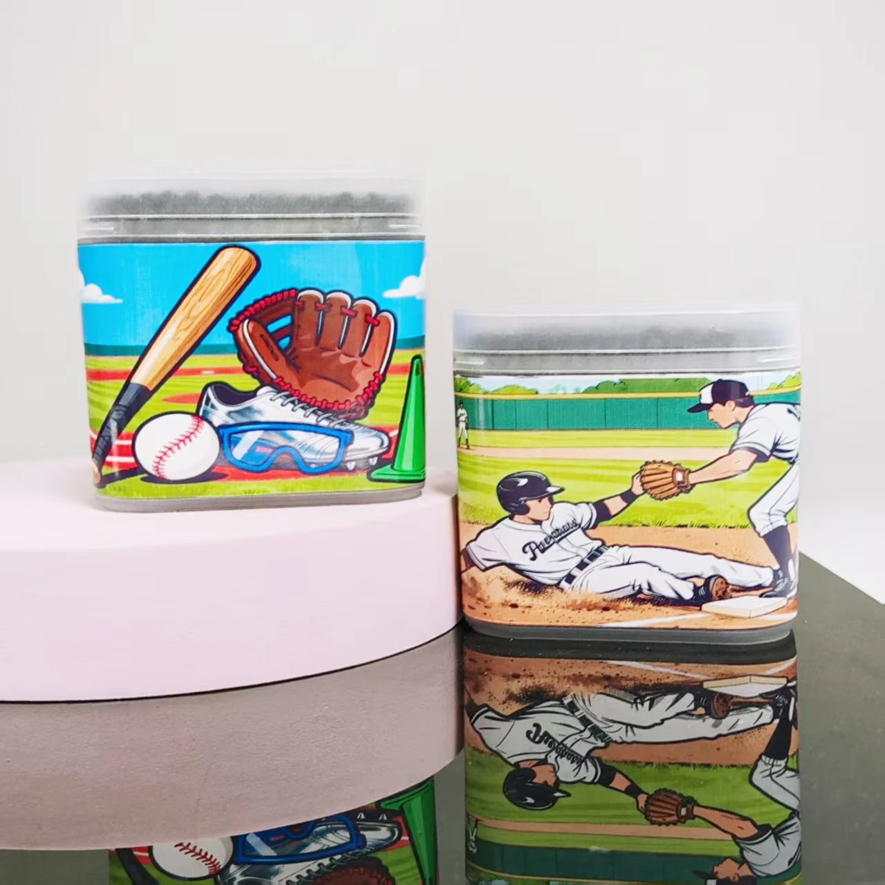 600 PZ (3 SCATOLE) tema baseball batuffolo di cotone nero scatola per scrub batuffolo di cotone a doppia testa