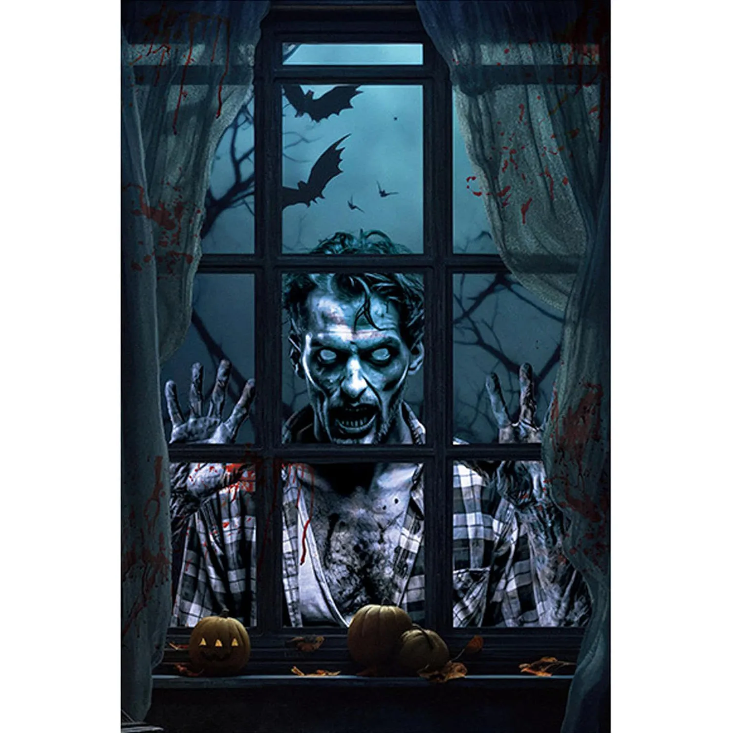 Schwarzes, erschreckendes Halloween-Themen-Horror-Banner, gruselige Atmosphäre, Party-Dekoration, Fotohintergrund-Banner für Halloween-Vabend-Teil