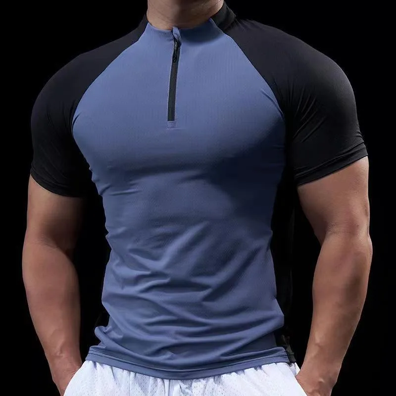 Men Fitness Trainer Training T-shirts Workout Gym Compression Sweatshirt Running Football Jersey Man High Collar Sportswear Tops