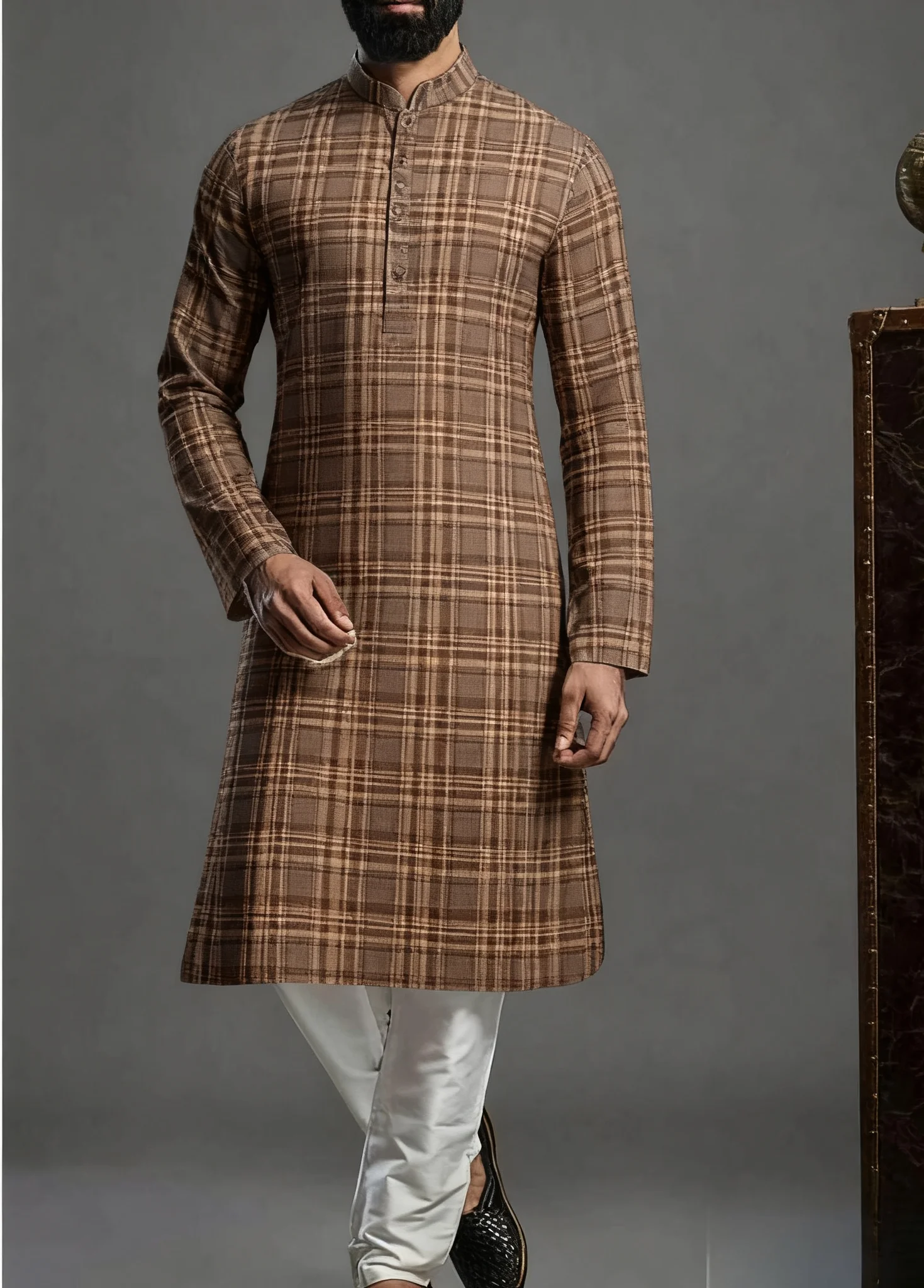 2025 Kurt bata regular de ajuste casual de moda kurtaasuha con estampado para hombre adecuada para todas las ocasiones