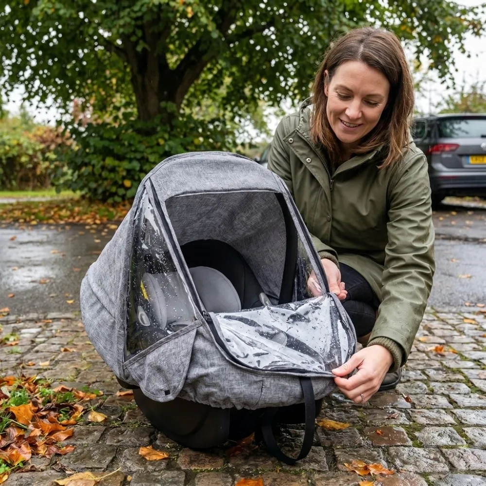 

Transparent EVA Baby Safety Seat Rain Cover Double Zipper Insect-proof Newborn Basket Rain Cover Dustproof Windproof