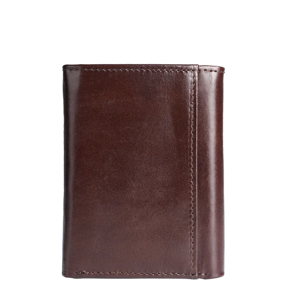 Genuine Leather Wallet Vintage Men's Crazy Horse Leather Coin Purse Multi Card Bits Three Fold Button Wallet Fashion