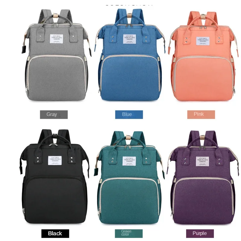 3 In 1 Diaper Bag Backpack Waterproof  Foldable Baby Bed Travel Bag Diaper Bag with Changing Bed