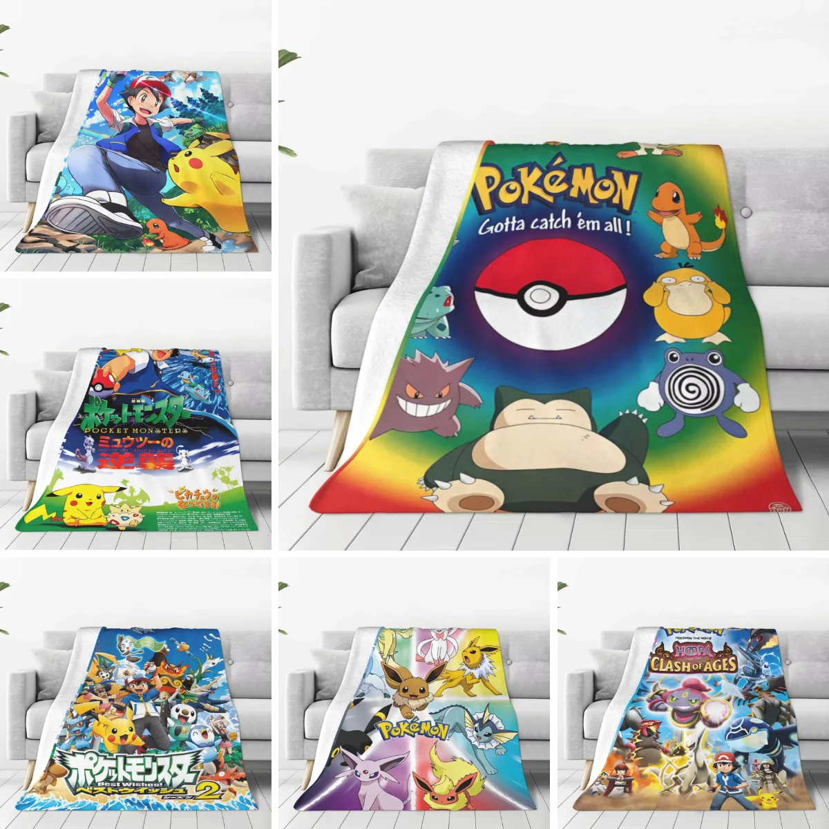 Pokemon Pikachu Cartoon Japan Flannel Blanket Warm Bedding Throws for Home Decor Camping Fashion Bedspread Sofa Bed Cover