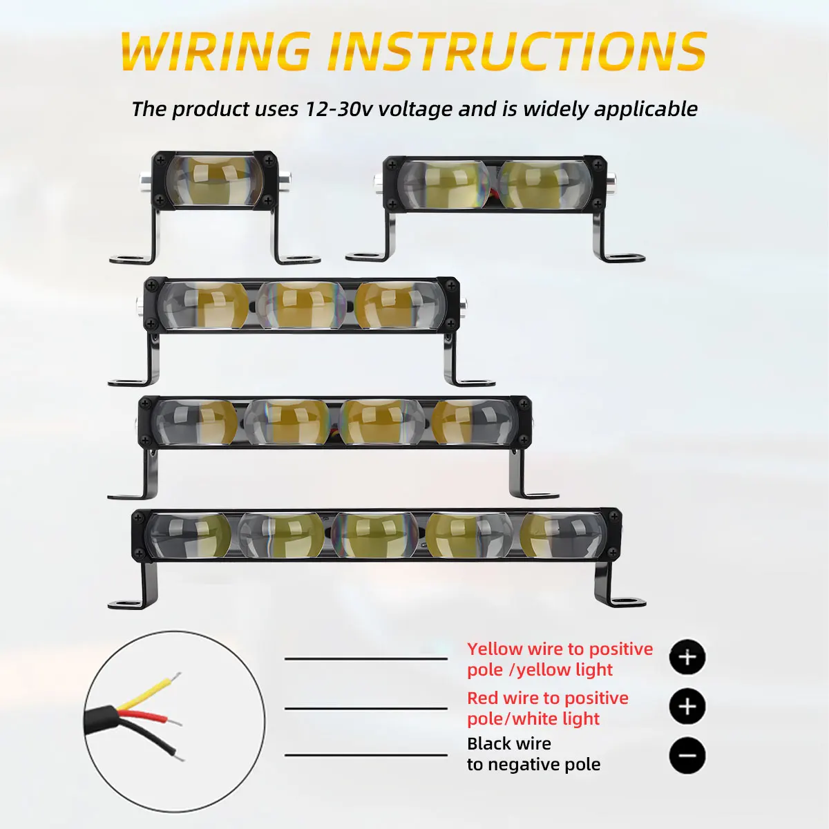 12V 24V LED Light Bar 1/2/3/4/5 Lens Spotlight Driving Fog Light Dual Color Front Grille Long Row Work Light For Jeep Truck SUV