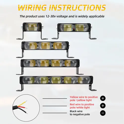 Imagen 2 del producto Barra de luz LED de 12V y 24V, foco de lente 1/2/3/4/5, luz antiniebla de conducción, rejilla frontal de doble Color, luz de trabajo de fila larga para Jeep Truck SUV
