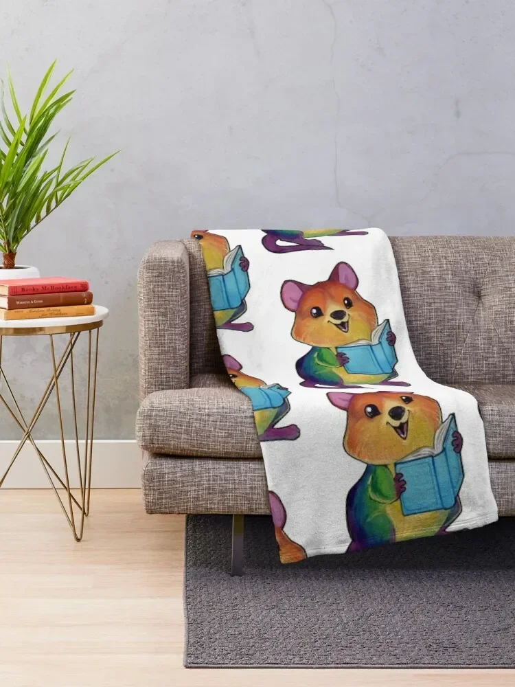 Rainbow Quokka Throw Blanket Multi-Purpose Plaid Kid'S Furry Blankets