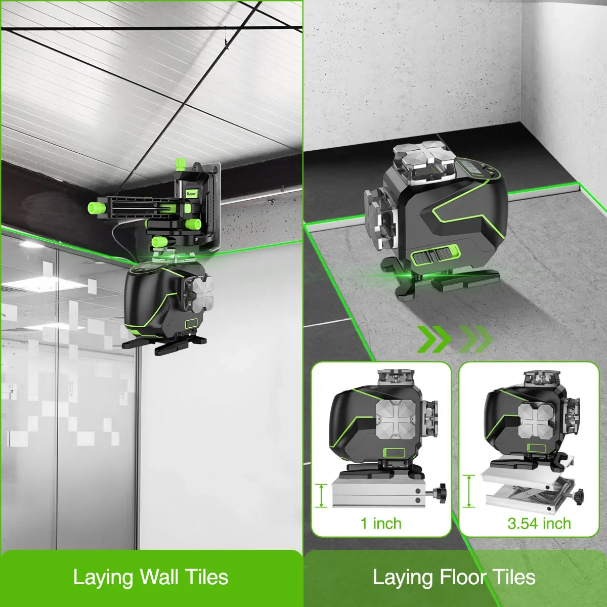 2024 Pacchetto livello laser a fascio trasversale Huepar S04CG-5RG Livello laser a linea verde 360 per esterni