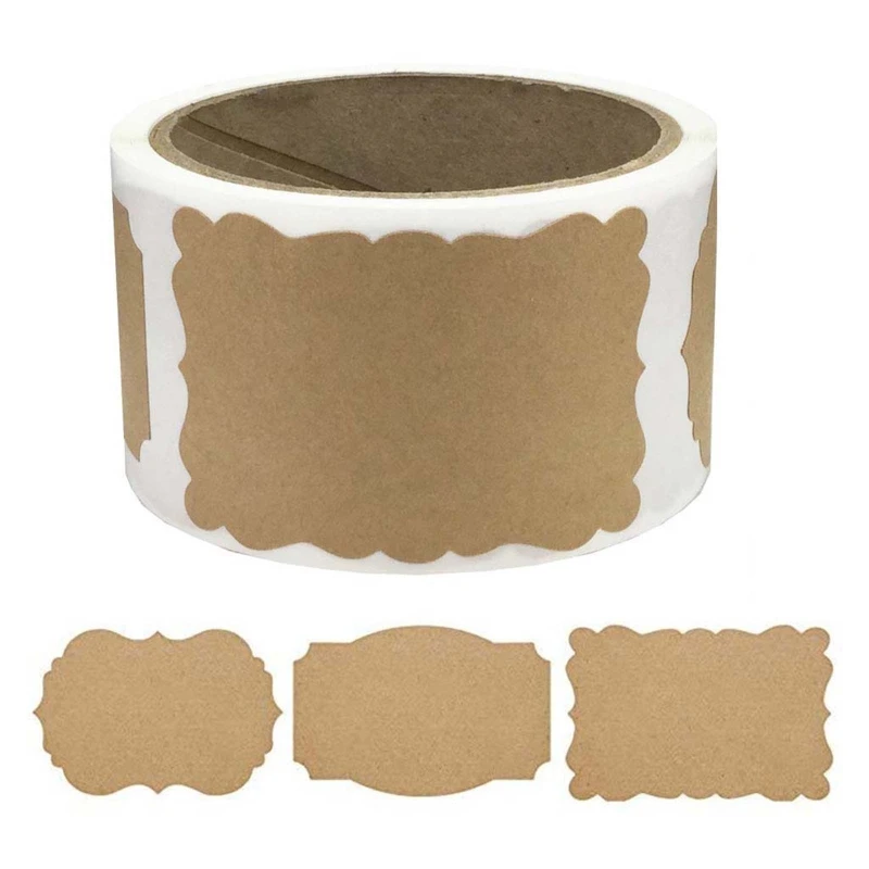 100 Pieces/Roll Writable Label Stickers Natural Brown Kraft Stickers for Canning Jar Crafts Baking Gifts Bread Packaging P9JD