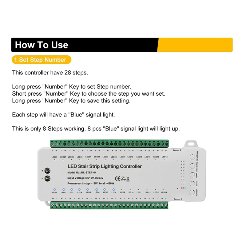 28 Steps Stair Light Controller With Remote- Reactive Lighting - Stair Lighting System - Automatic LED Stair Lighting