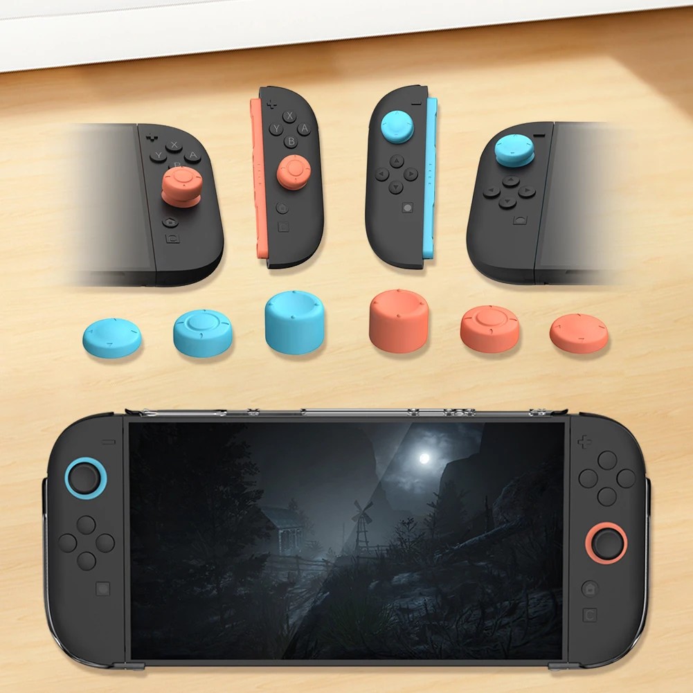 Набор аксессуаров 10 в 1 для Nintendo для Switch 2, защитный чехол для экрана, 6 колпачков для большого пальца, чехол для игровых карт