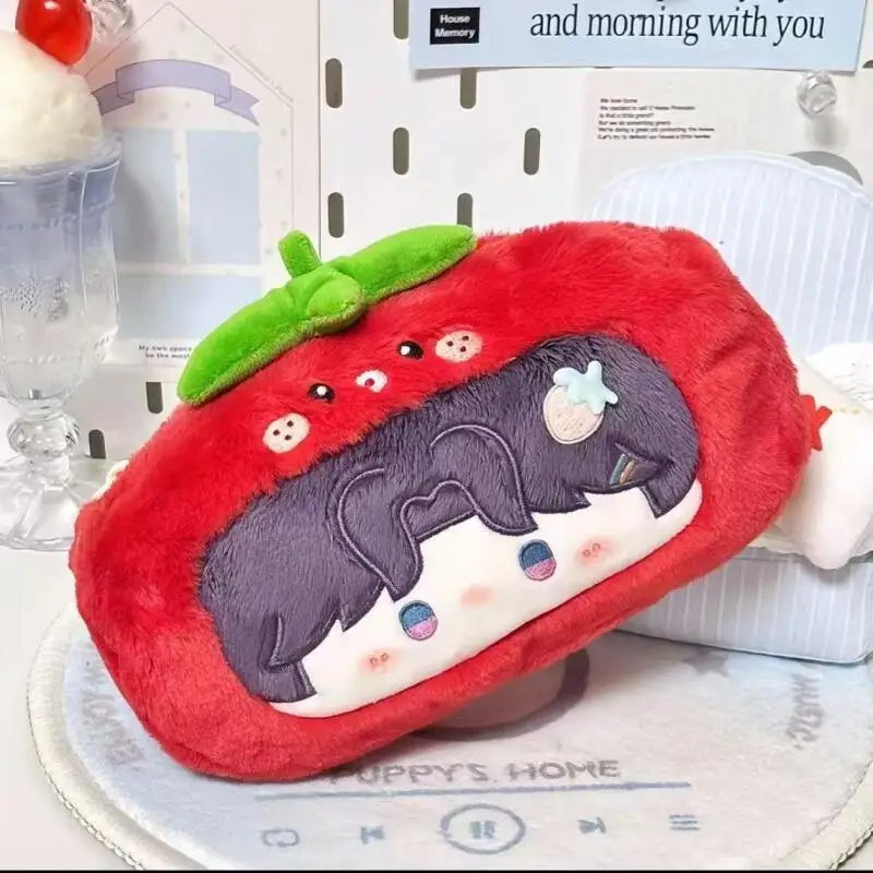 Love and Deepspace Rafayel Cartoon Red Soft Plush Strawberry Stationery Pouch Pencil Case Storage Inner Bag Friend Birthday Gift