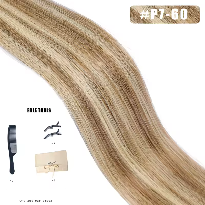 Genius Weft Human Hair Extensions 100G Double Drawn Blonde Bundles Invisible Straight Virgin Hair Weft Full End Top Quality - Image 12