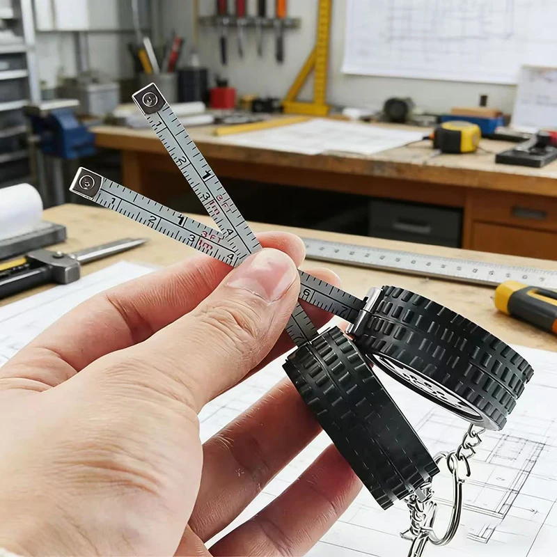 Personalized Custom Plastic Tape Measure Keychain Car Tire Tape Measure 1 Meter Tire Steel Tape Measure Keychain Pattern Souveni